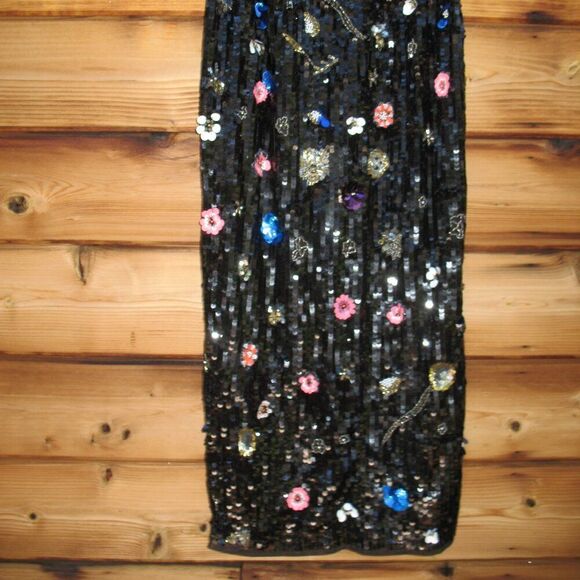 MAC DUGGAL 93695 Womens Black Floral Sequined Strapless Column Gown - Picture 12 of 13